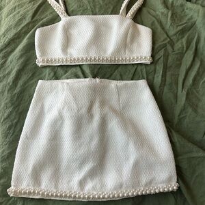 Altar’d State Pearl-Trimmed
Tweed Bridal Set in White